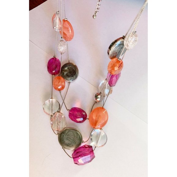 Pair of Pink & Coral Colorful Bead Necklaces (17" & 36") Layering - Picture 7 of 12